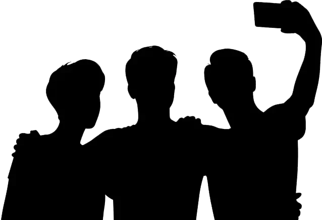 clip art of three teens taking a selfie